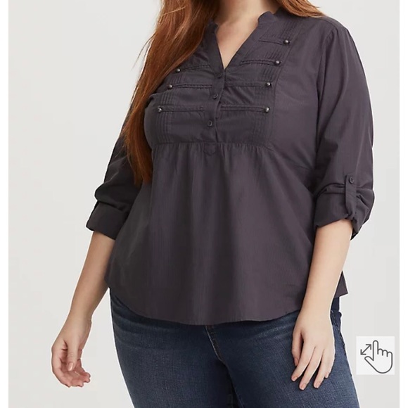 Torrid Military style poplin blouse - Picture 1 of 10